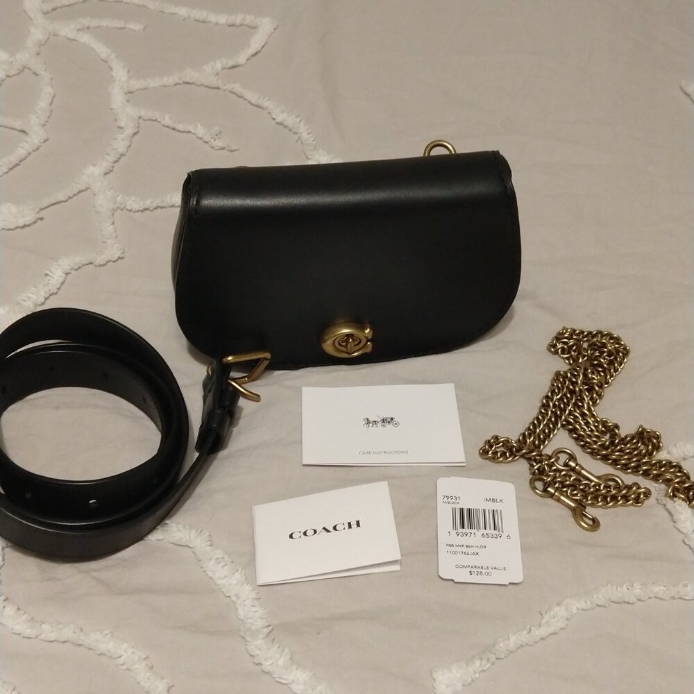 COACH SADDLE BELT BAG in supple black leather - Picture 13 of 16